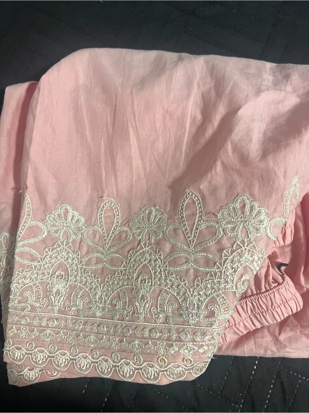 Elegant Pink Long Sleeve Embroidered Women's Dress Set